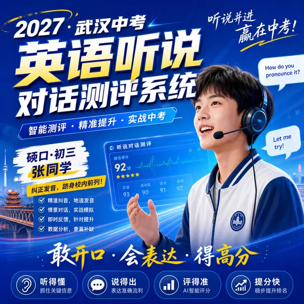 武汉中考听说机考孩子时态经常出错怎么练习硚口&middot;初三张同学（纠正发音，跻身校内前列）